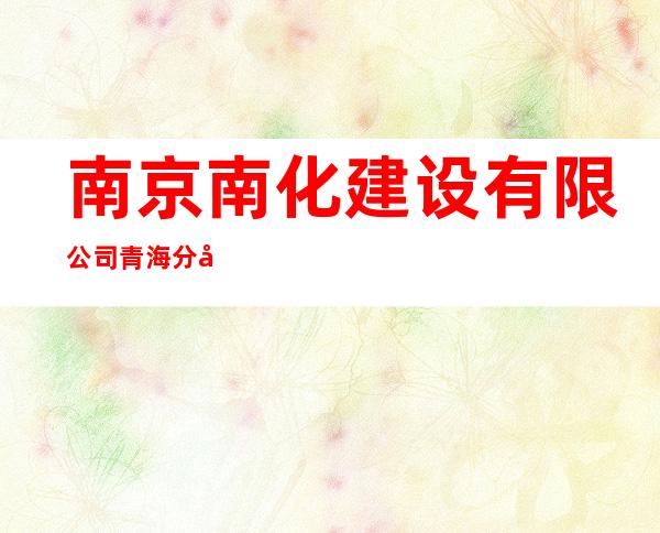 南京南化建设有限公司青海分公司