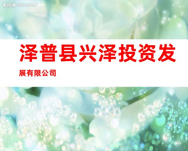 泽普县兴泽投资发展有限公司