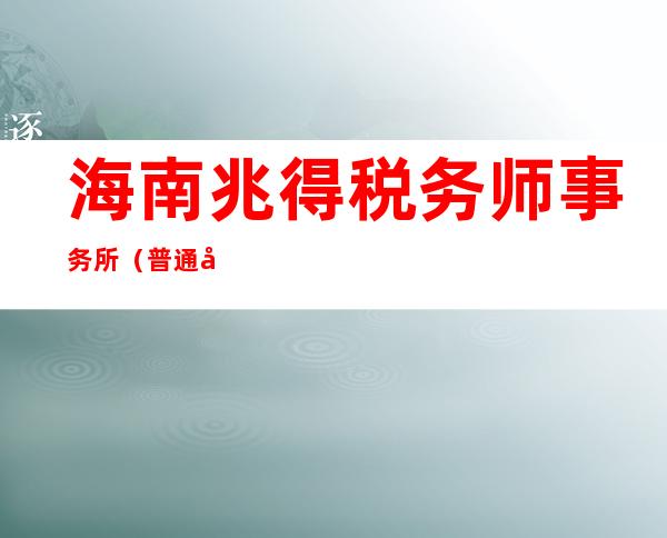 海南兆得税务师事务所(普通合伙)